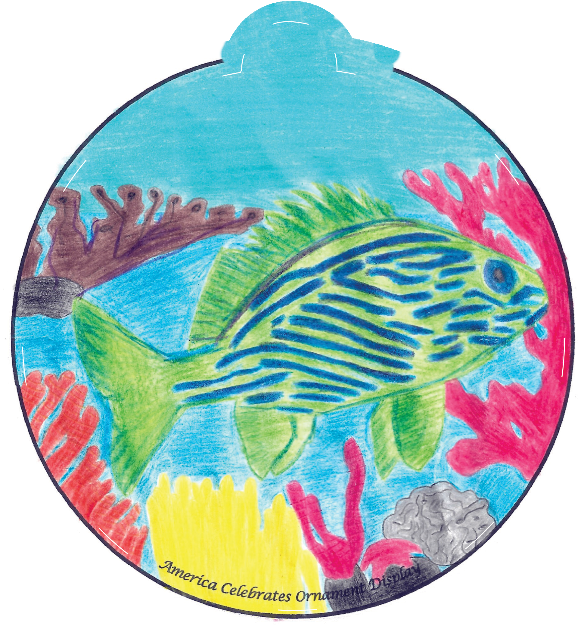 Ornament depicting a tropical fish underwater