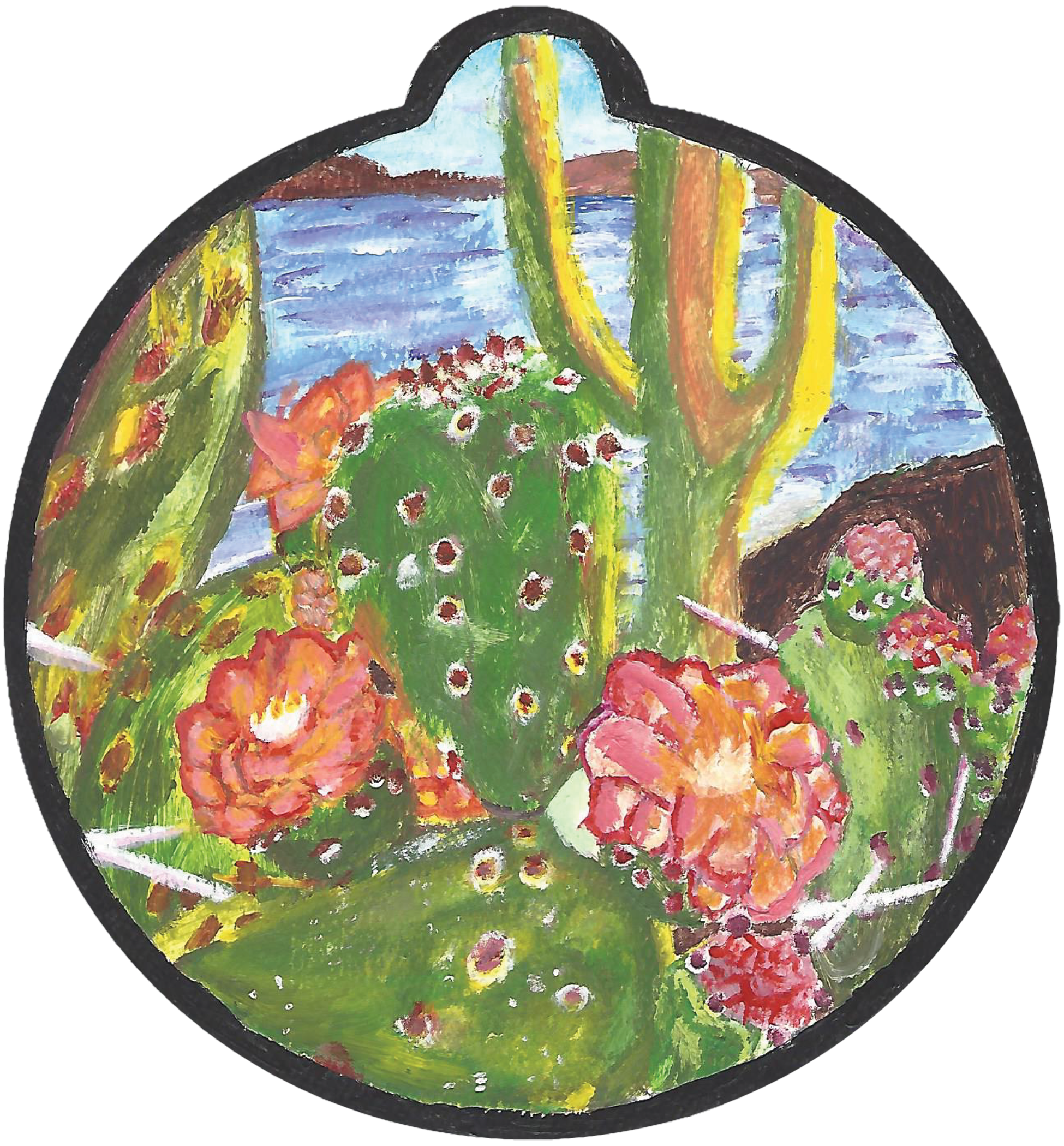 ornament depicting blooming cacti