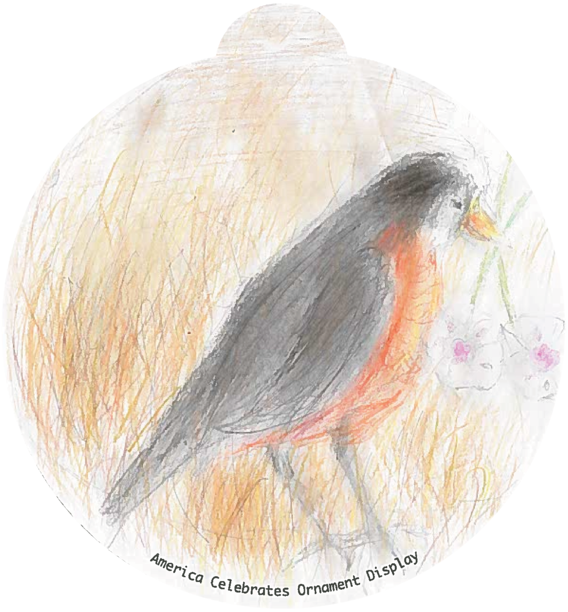 ornament depicting an orange and black bird