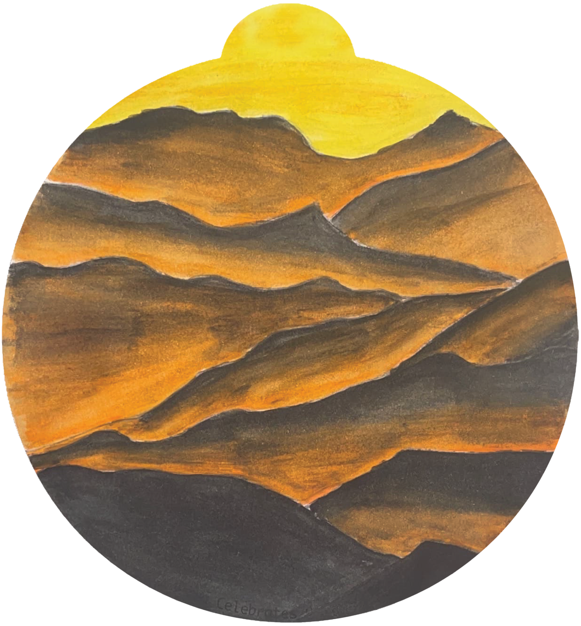 ornament depicting mountains