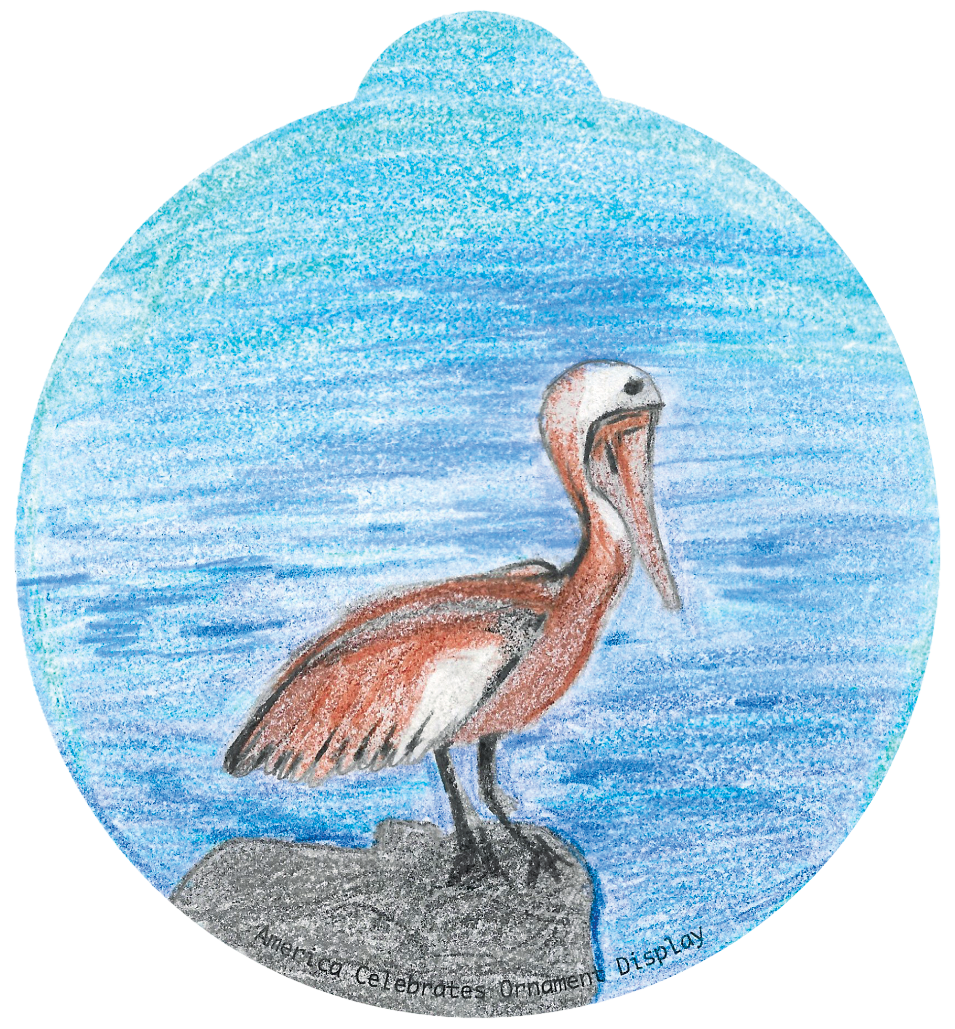 ornament depicting a brown pelican